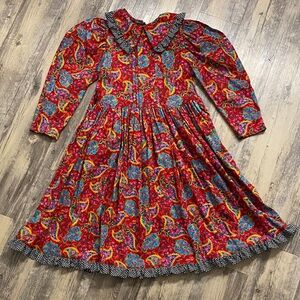 Vintage Wee Clancy Maya Russian Paisley Girls Dress Brushed Cotton Size 10